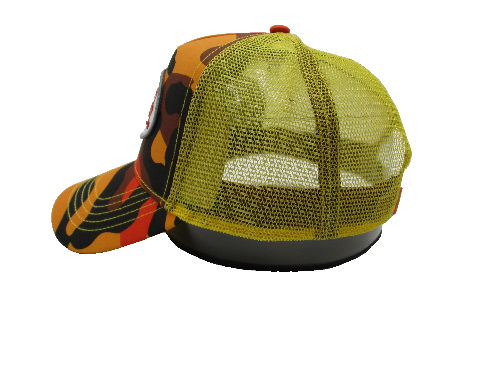 Von Dutch Hat Cap Snap Back Mens One Size Orange Yellow Camo Trucker Mesh1