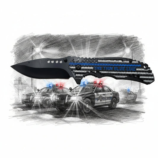 The Thin Blue Line Limited Edition 4.5" Folding Pocket Knife0