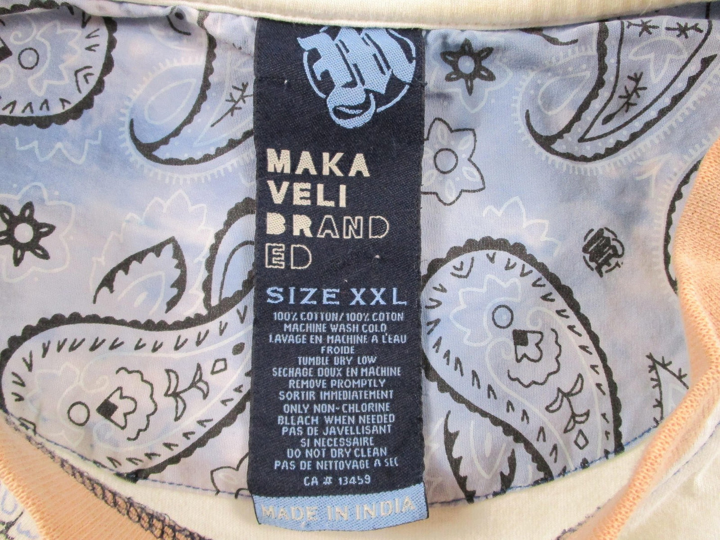 Makaveli Branded Shirt Mens 2XL White Bandana Paisley Logo Graphic Tee 17419