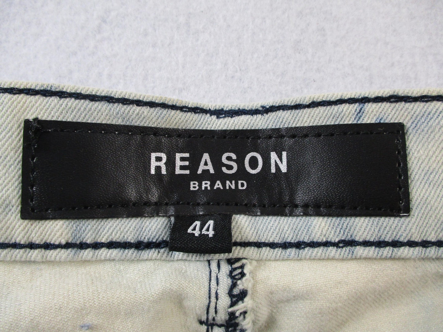Reason Jeans Mens 44 Slim Acid Wash Mulberry Moto Skull Denim Embroidered 14225