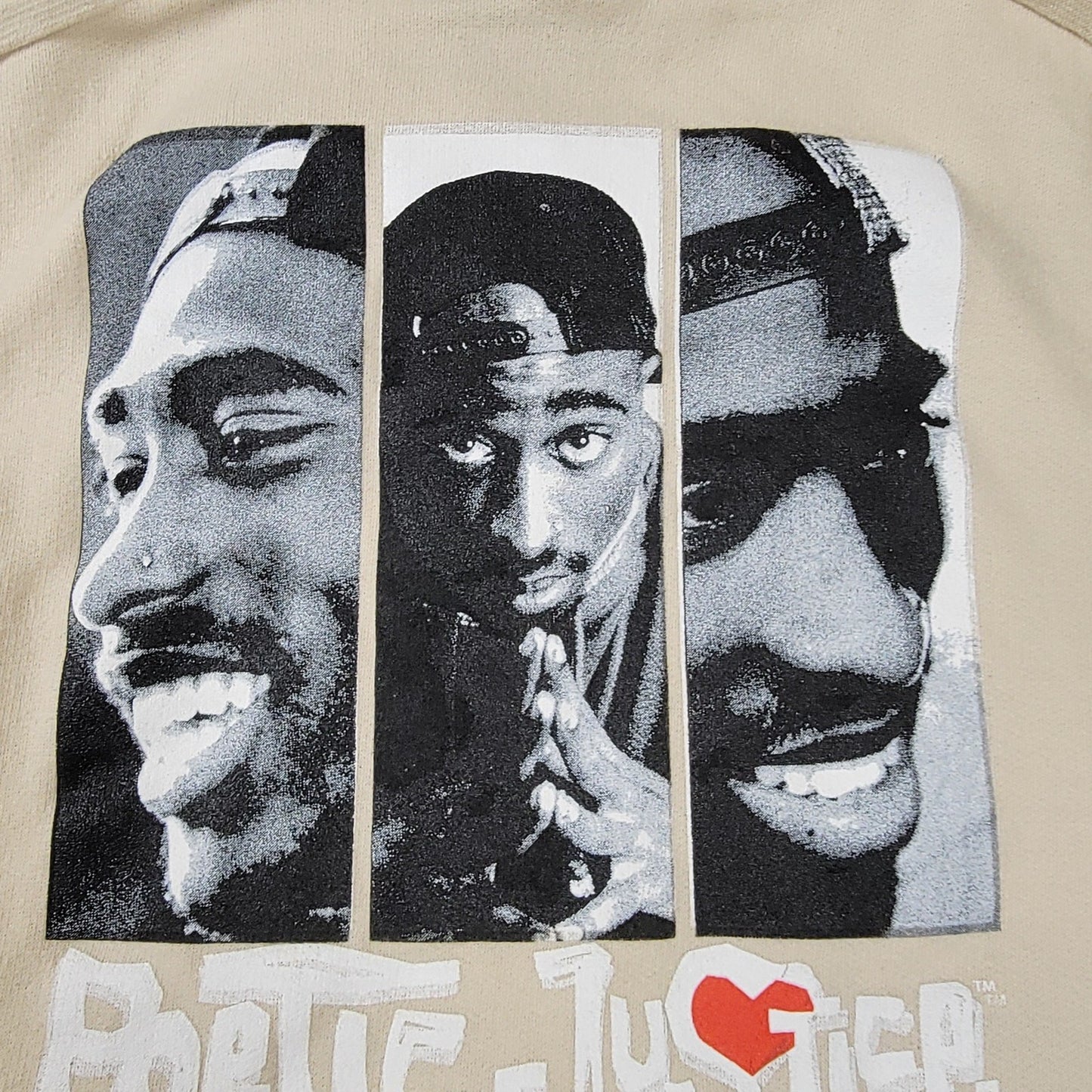Tupac Poetic Justice Hoodie Cream Mens Sz L
