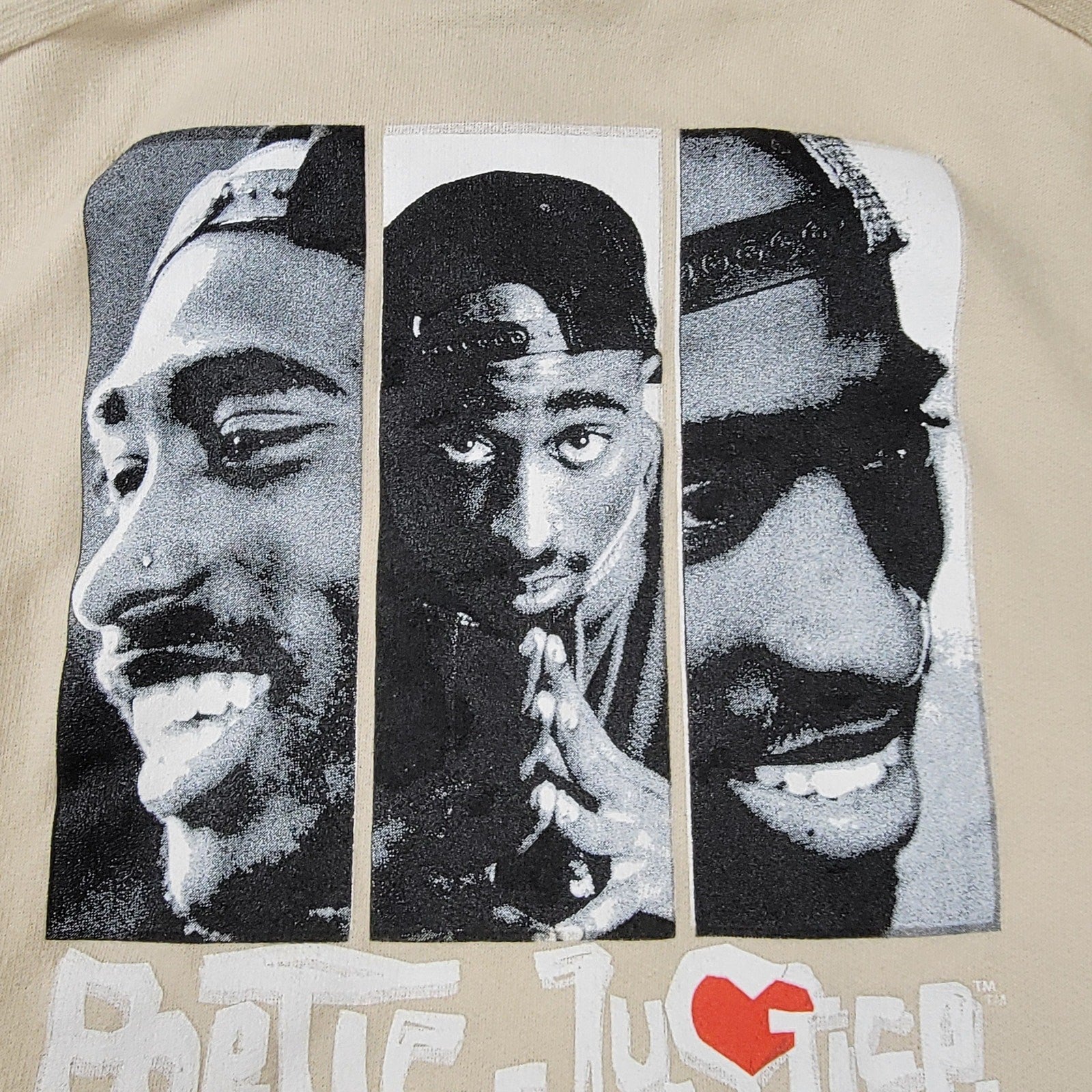 Tupac Poetic Justice Hoodie Cream Mens Sz L