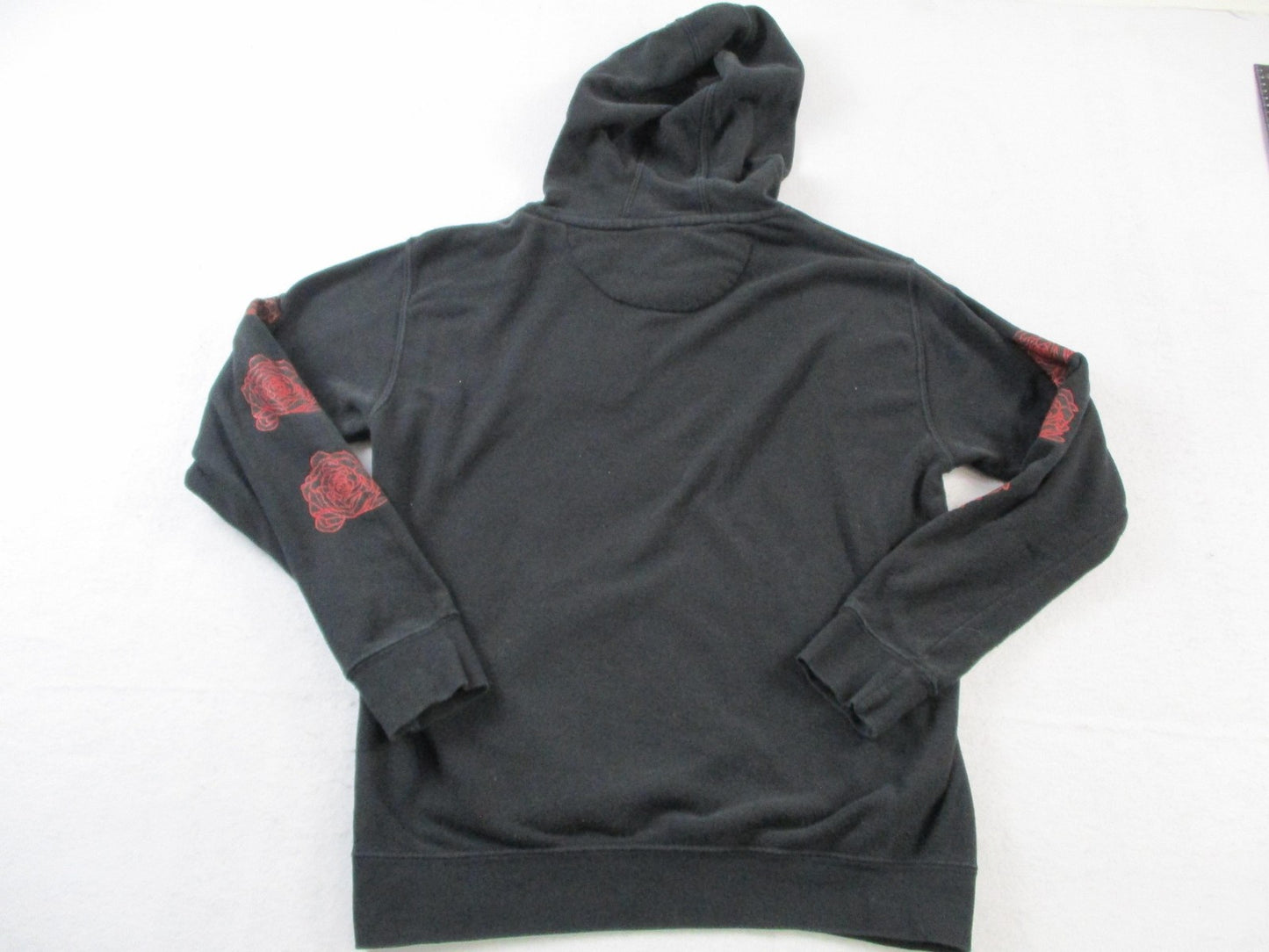 La Familia Hoodie Mens Medium Black Pullover Fleece Sweatshirt Rose Graphic 16251