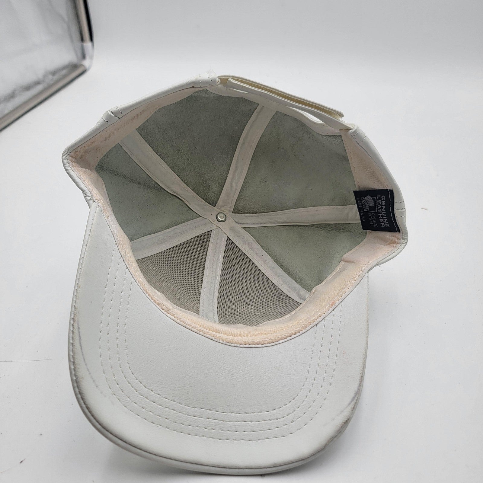 Genuine Leather Hat Cap Strap Back White USA Made One Size Mens Classic10