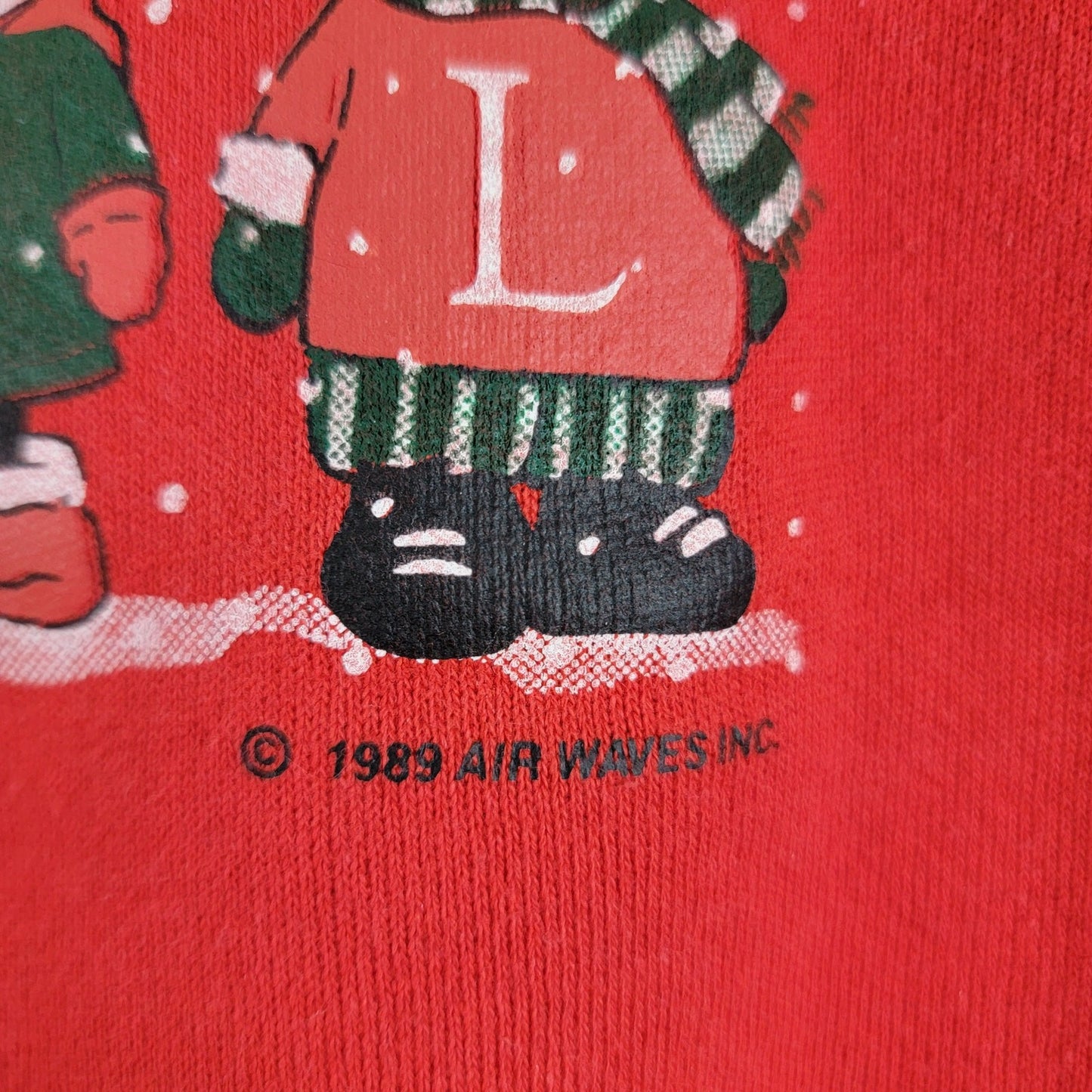 Vintage 80's Christmas Sweatshirt Kids Sz S (68) Red Long Sleeves