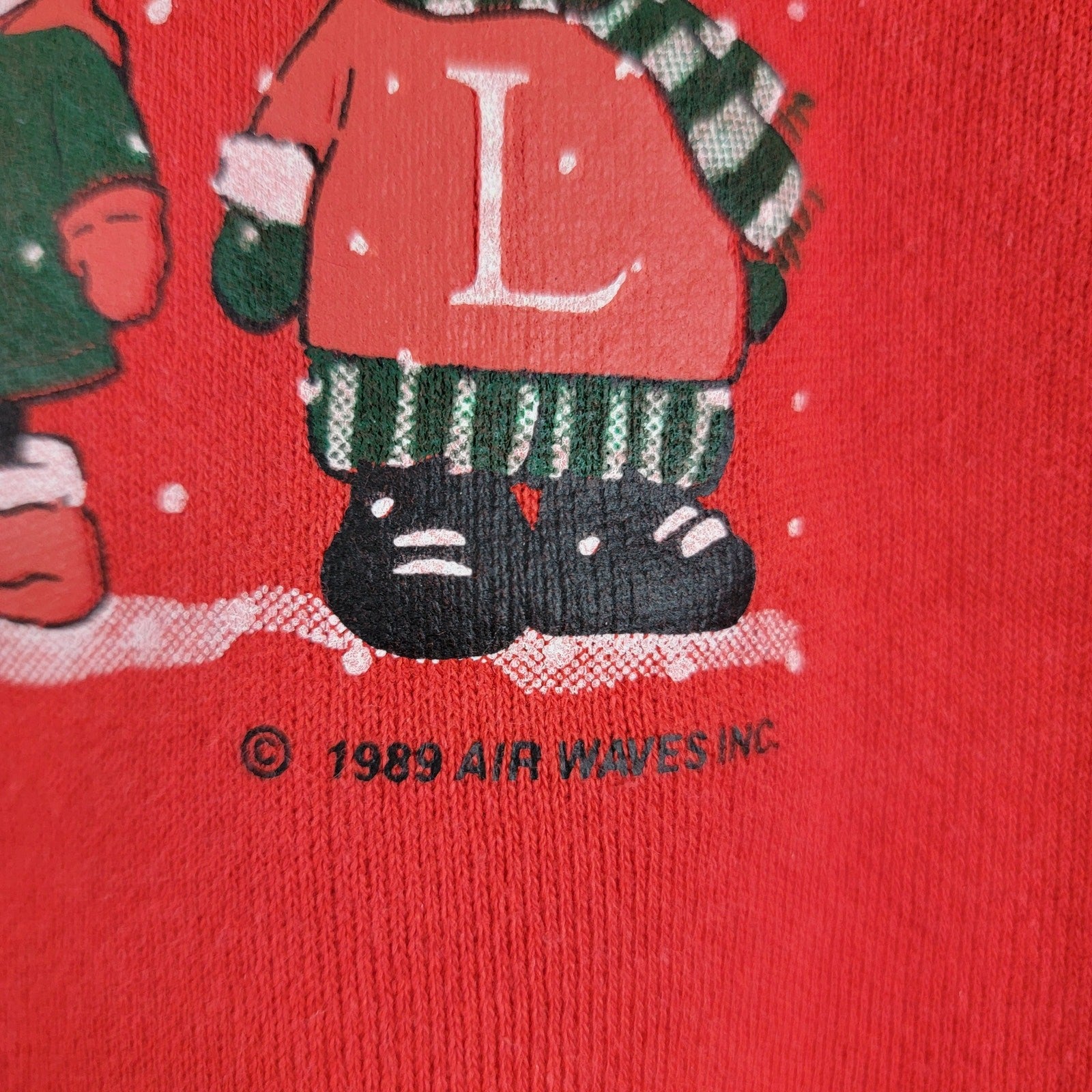 Vintage 80's Christmas Sweatshirt Kids Sz S (68) Red Long Sleeves