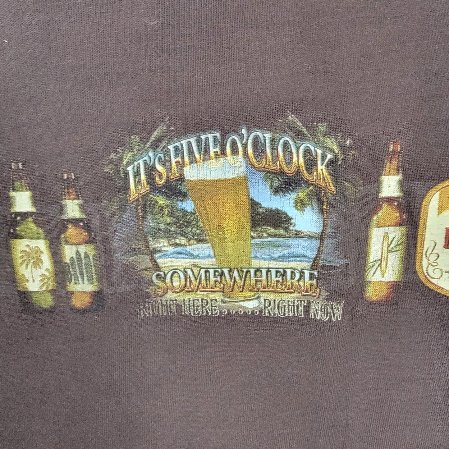 Newport Blue Graphic Beer O Clock Brown Tshirt Sz XXL