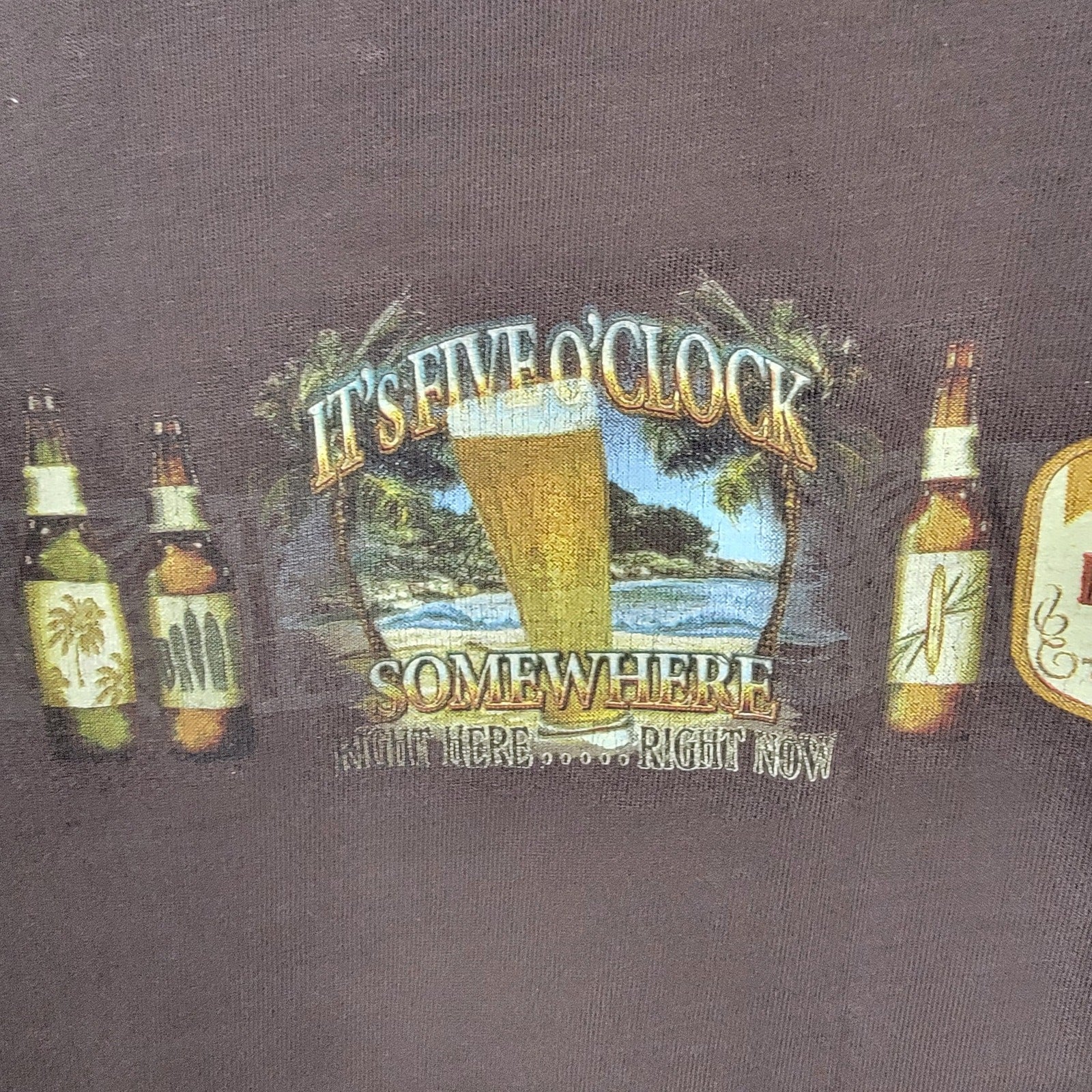 Newport Blue Graphic Beer O Clock Brown Tshirt Sz XXL