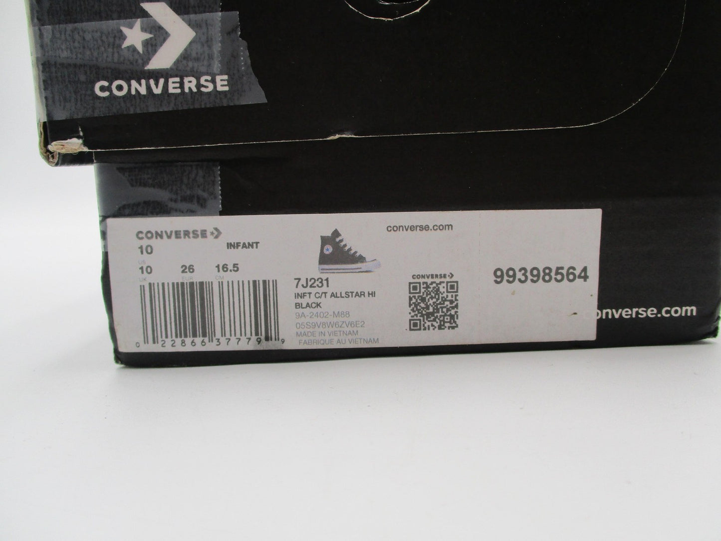 Converse Chuck Taylor All Star Hi Shoes Infant Size 10 Black Sneakers 7J23111