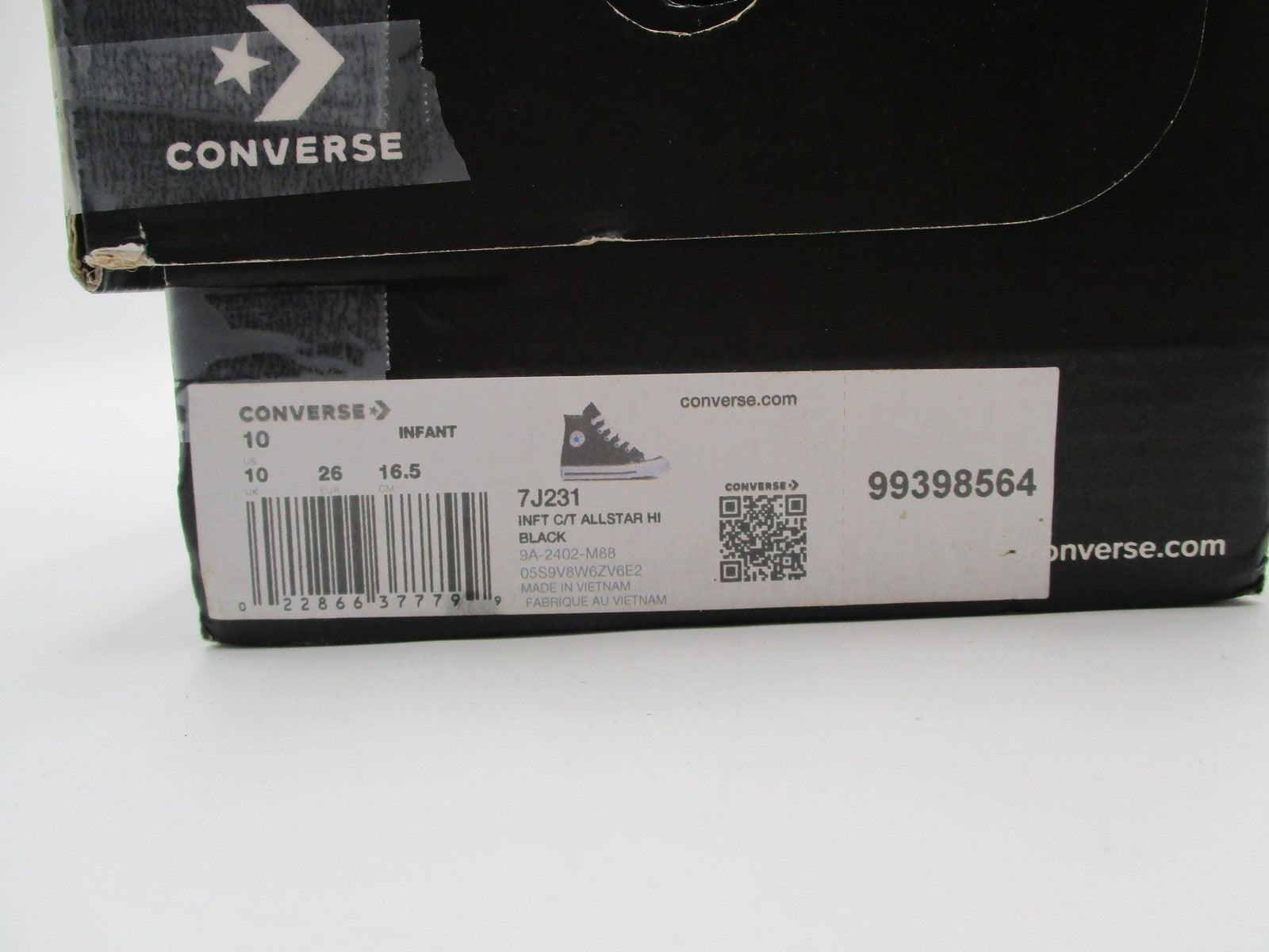 Converse Chuck Taylor All Star Hi Shoes Infant Size 10 Black Sneakers 7J23111