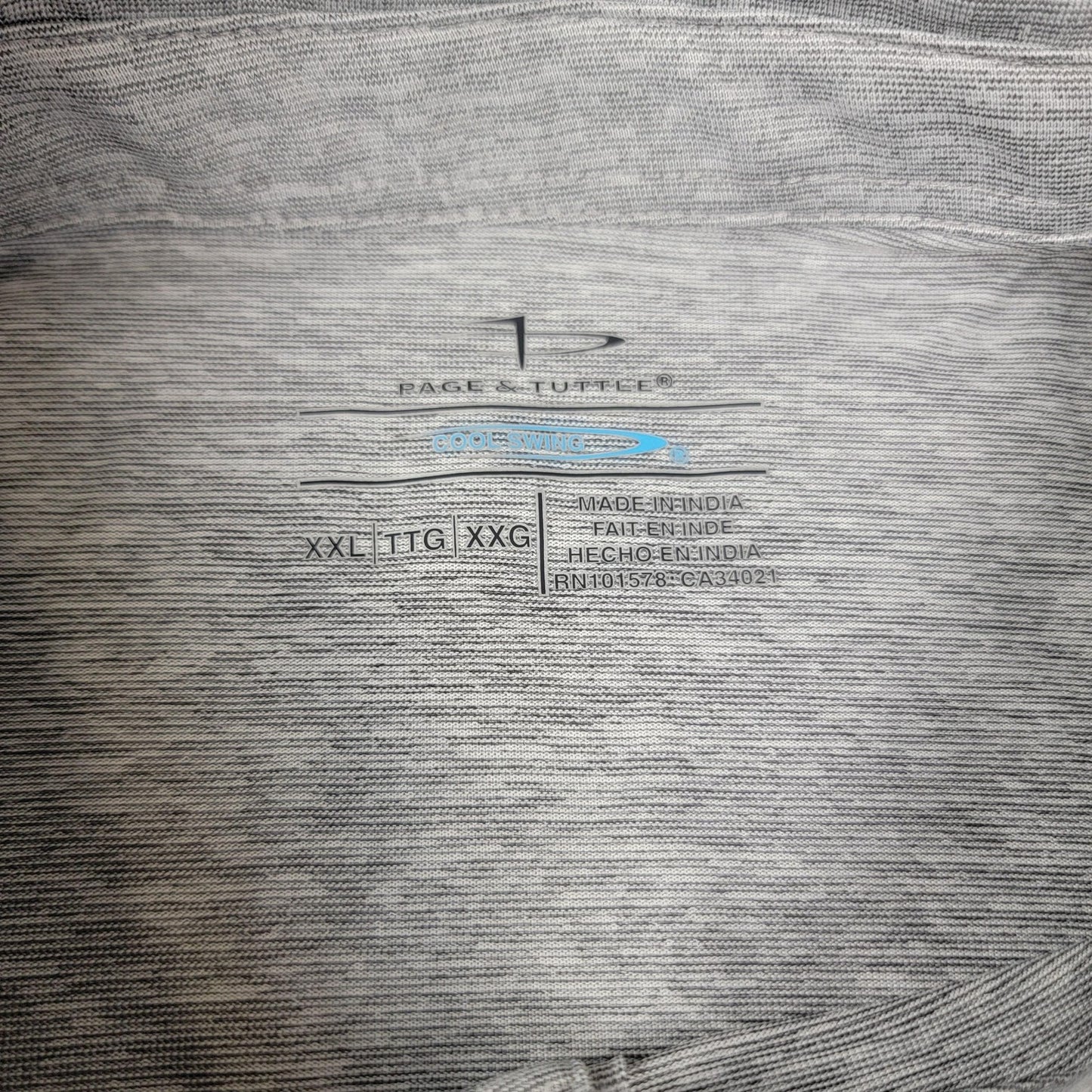 Page & Tuttle + Members Mark Polo Shirt Men 2XL Gray Micro Tech Performance 10988