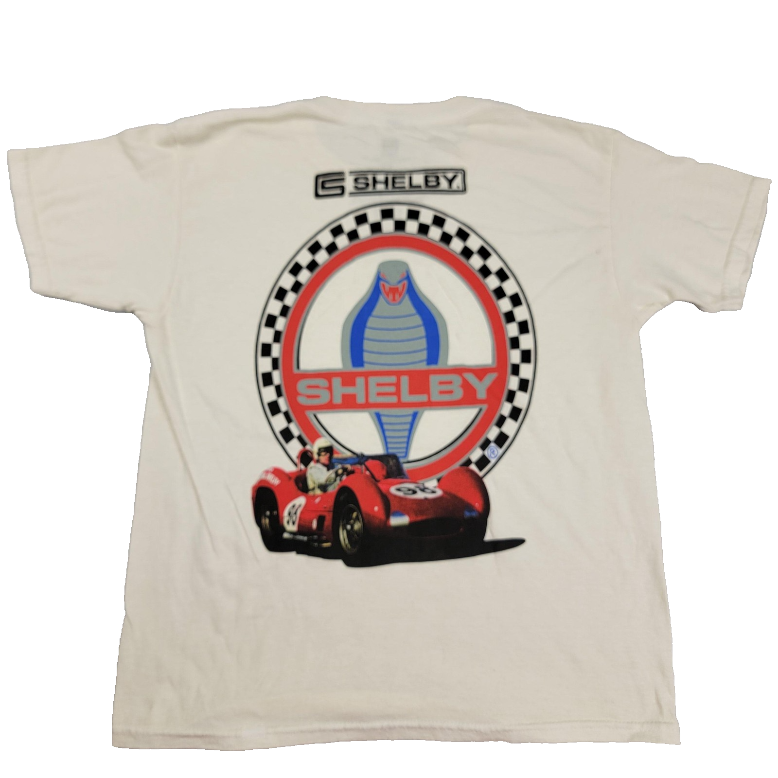 Shelby Cobra Shirt Mens Small White Graphic Tee Licensed Racing 100% Cotton 11361