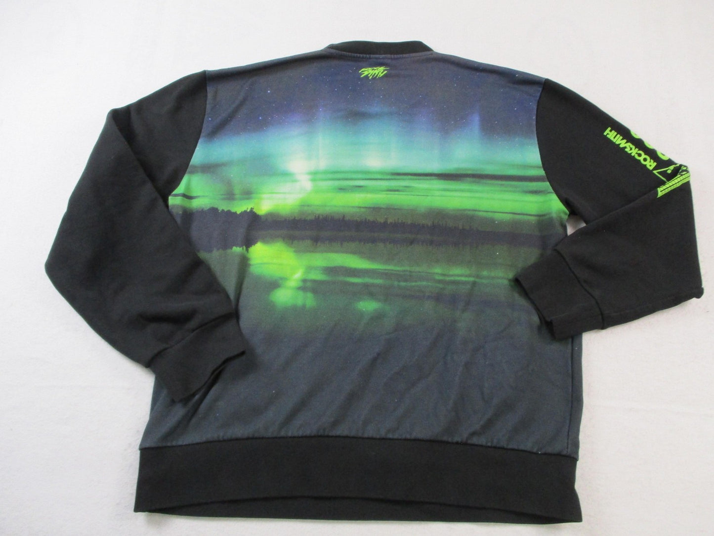 Rocksmith Sweatshirt Mens 2XL Green Fleece Pullover Crewneck Graphic 808 Aurora10