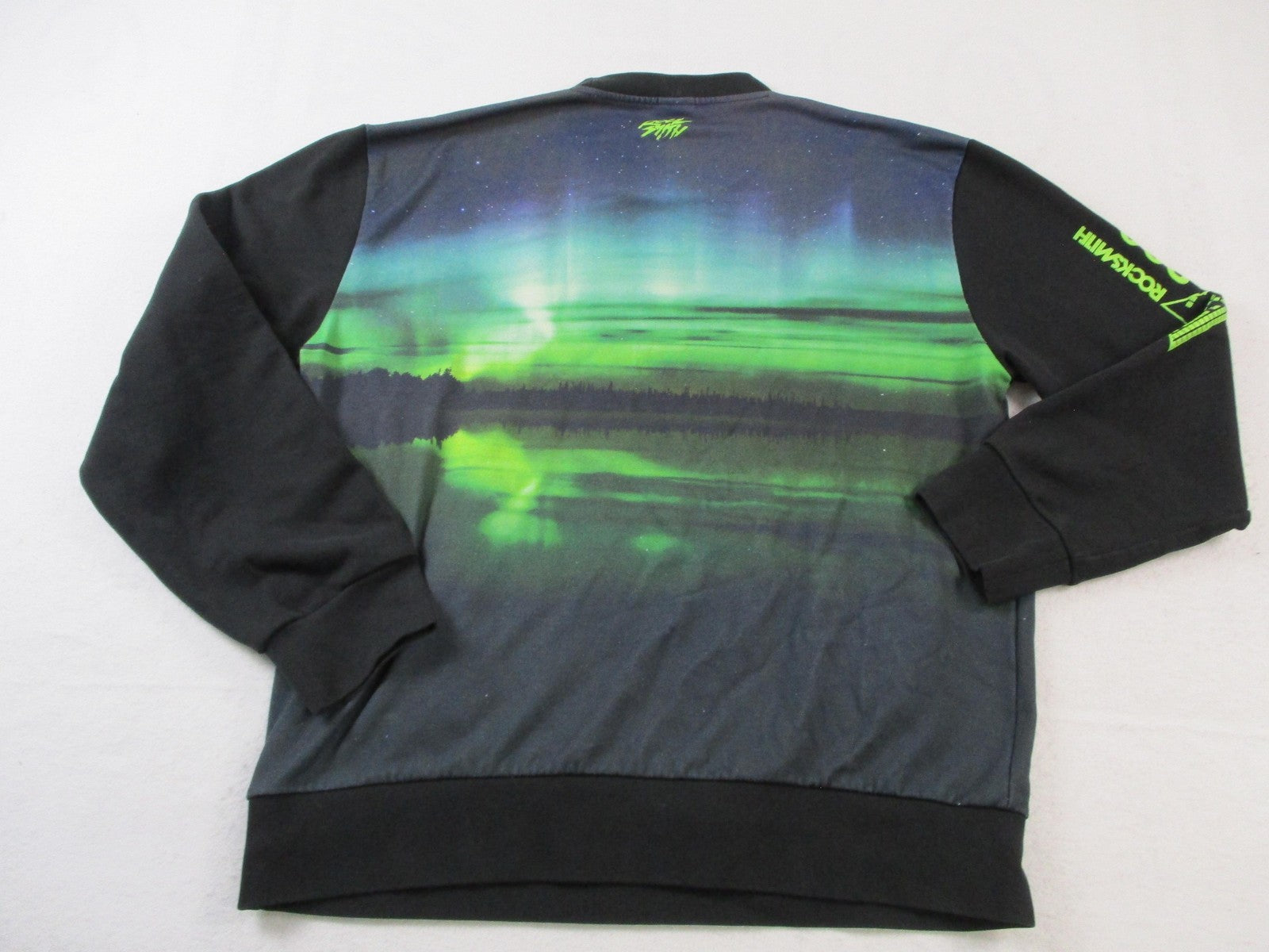 Rocksmith Sweatshirt Mens 2XL Green Fleece Pullover Crewneck Graphic 808 Aurora10