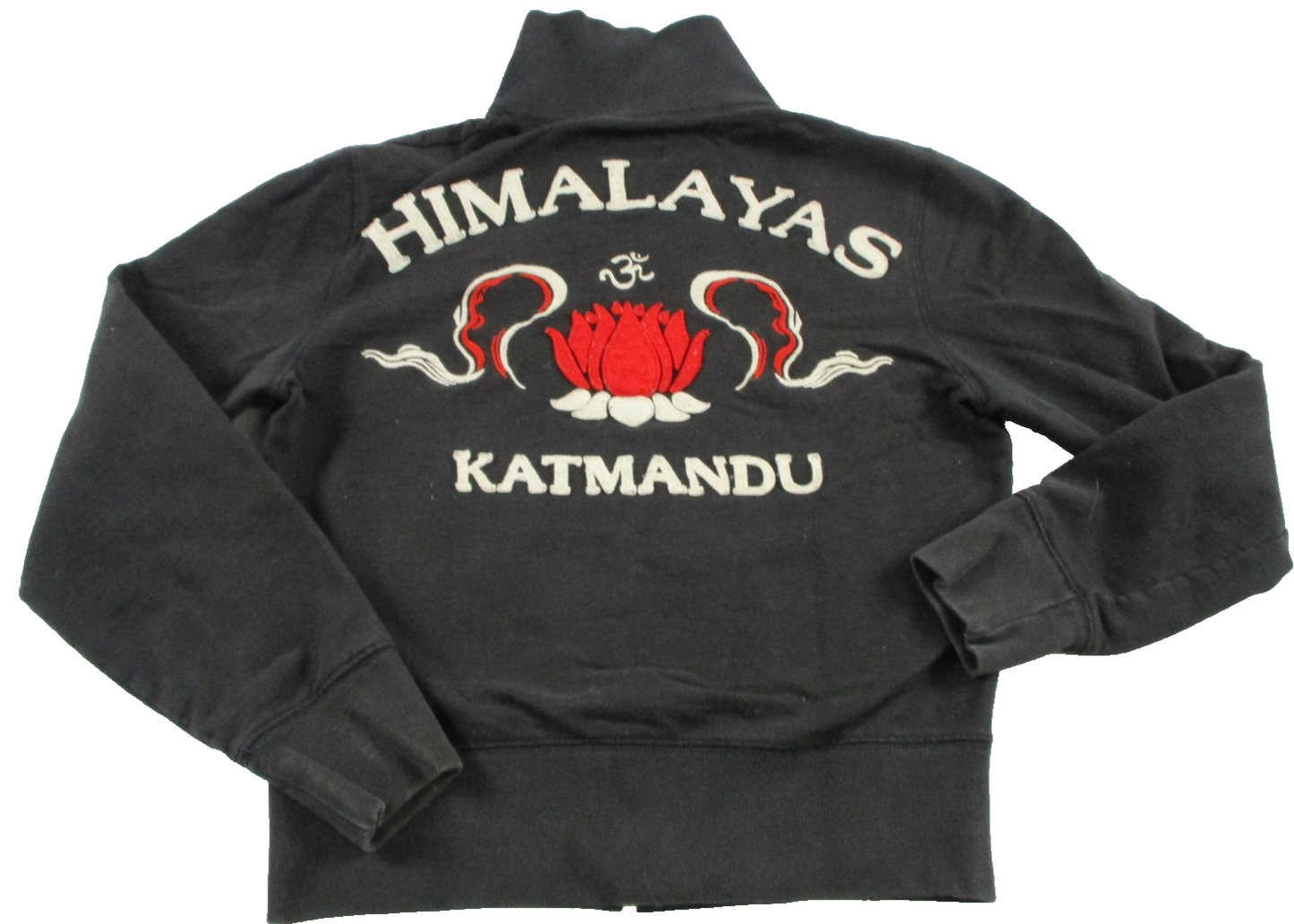 Lucky Brand Sweatshirt Womens XS Black Himalayas Katmandu Lotus Full Zip Fleece1