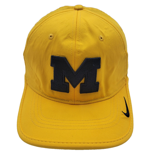 Michigan Wolverines Hat Cap Strap Back Yellow NCAA Football Dri Fit Nike Mens0