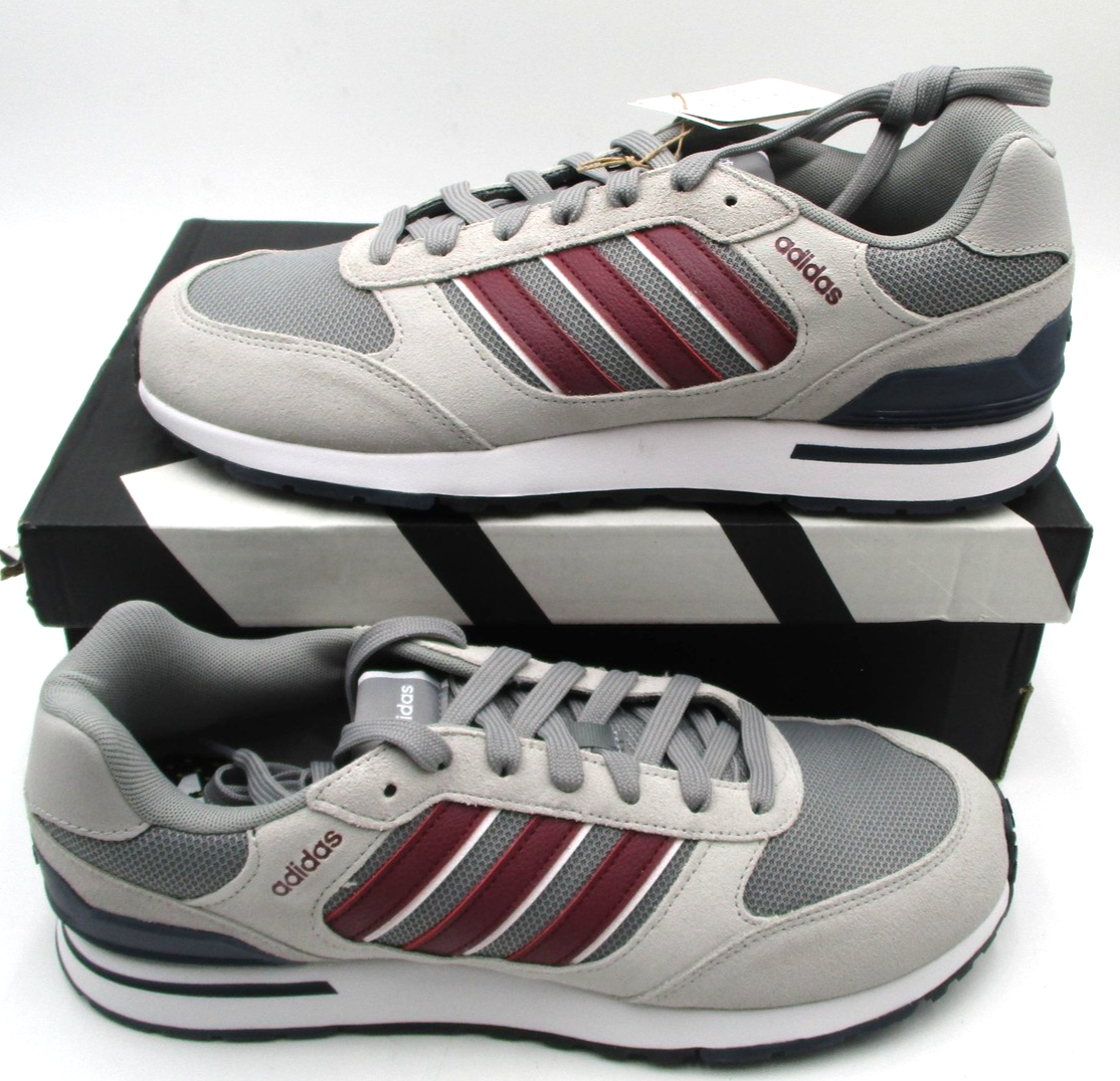 Adidas Run 80s Shoes Mens Size 10.5 Gray Burgundy Suede Low Top Sneakers ID18822