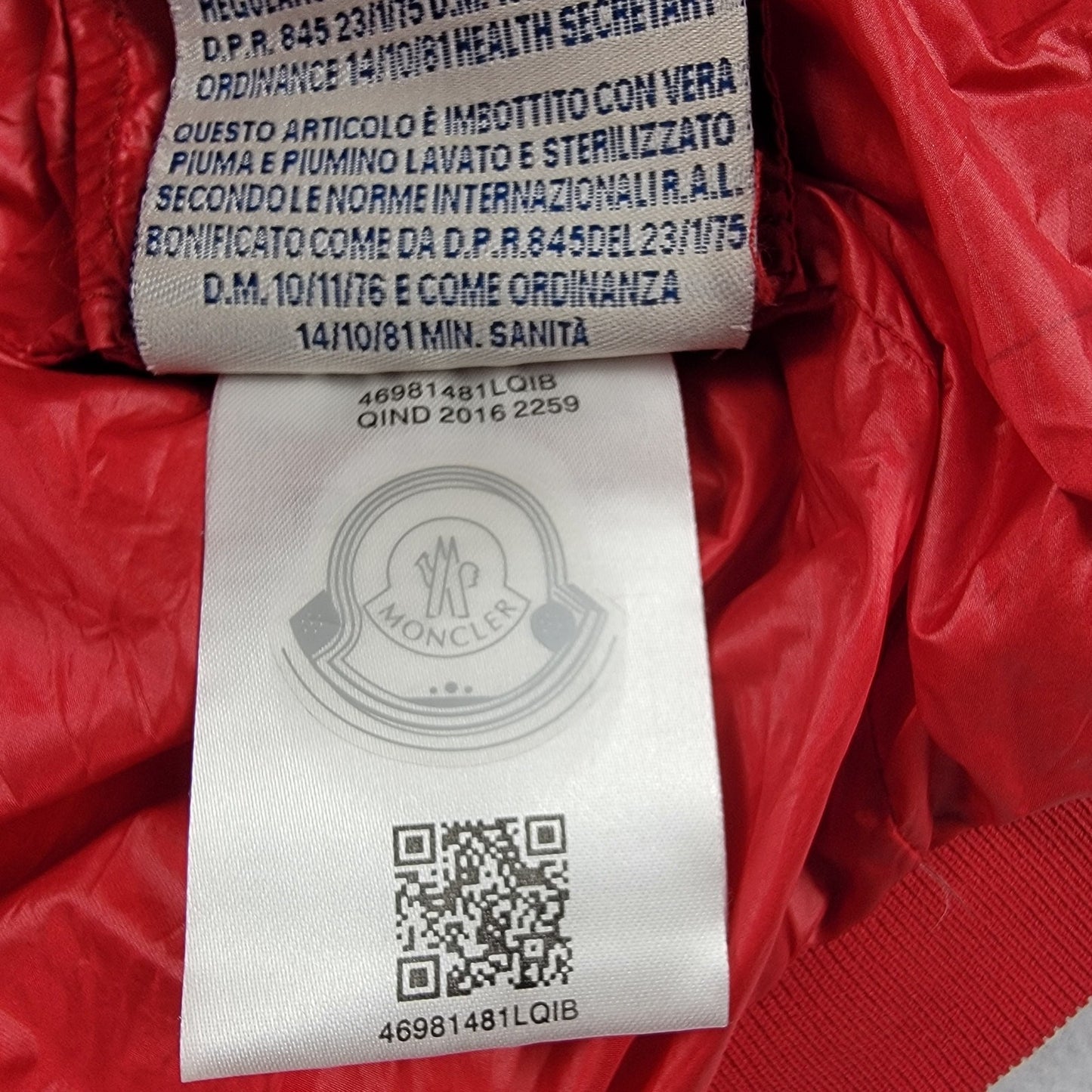Moncler Kids Eliot Giubbotto Red Down Puffer Jacket Size 8