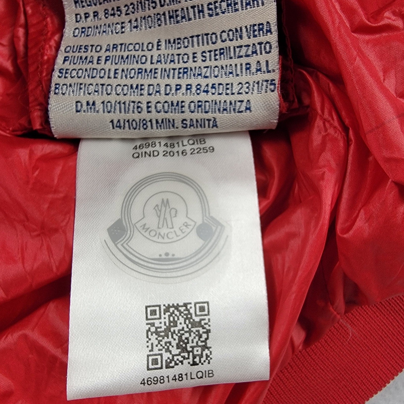 Moncler Kids Eliot Giubbotto Red Down Puffer Jacket Size 8