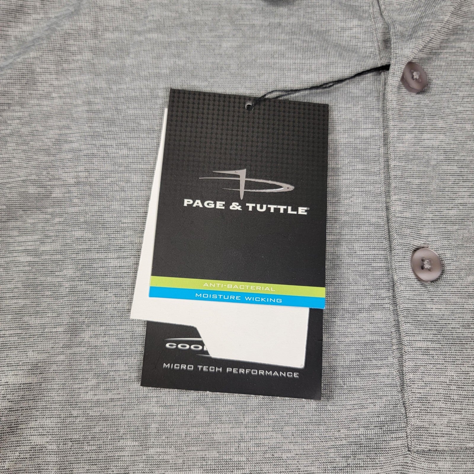 Page & Tuttle + Members Mark Polo Shirt Men 2XL Gray Micro Tech Performance 10986