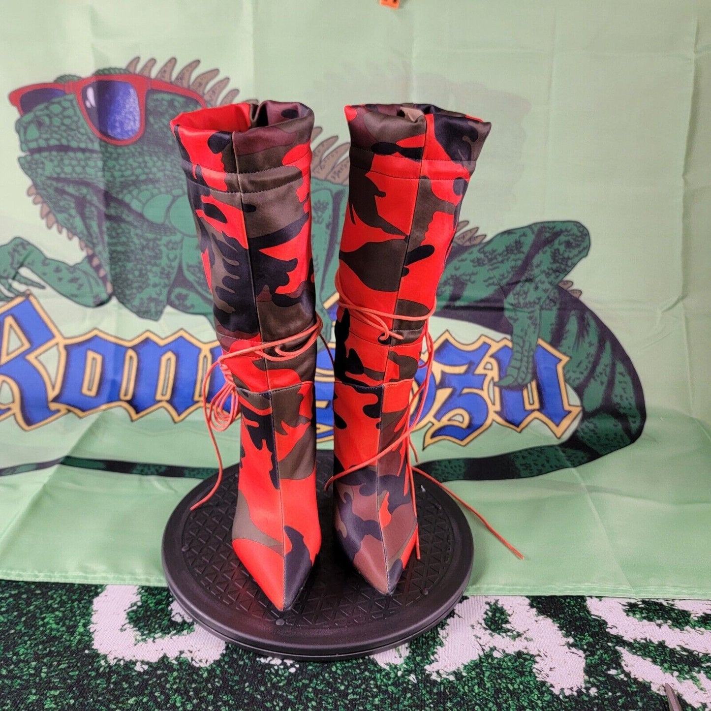 Camouflage Women’s Stilettos Ankle Boots (Slouch) Red/Green/Black/Brown Size 83