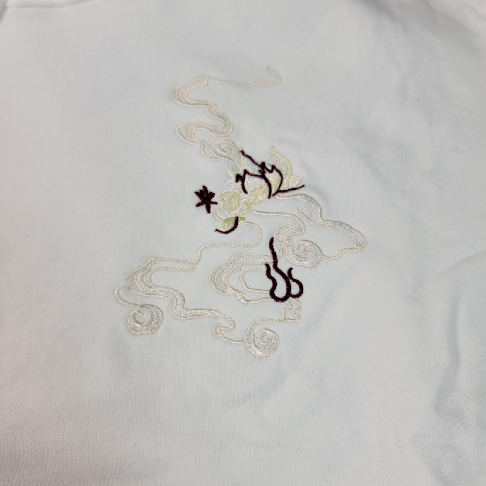NIEPCE Hoodie Mens XL White Embroidered Phoenix Back Graphic Pullover KH90111