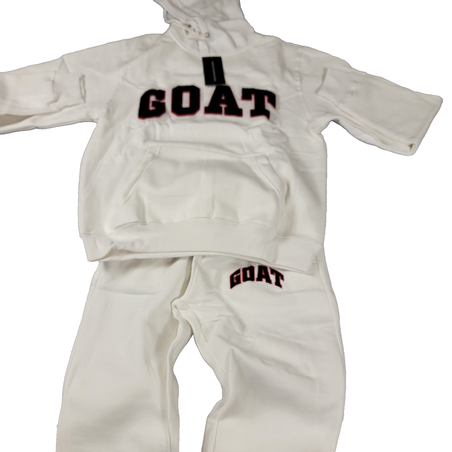 SneakGallery GOAT Short Sleeve Hoodie Jogger Sweat Suit Set Mens M White NWT 6690