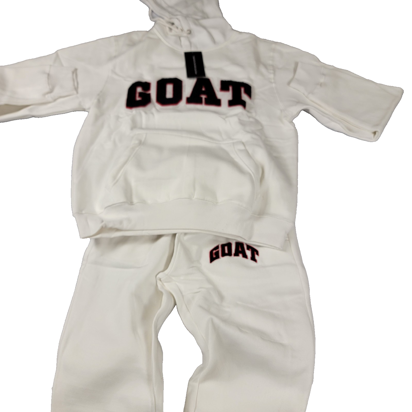 SneakGallery GOAT Short Sleeve Hoodie Jogger Sweat Suit Set Mens M White NWT 6690