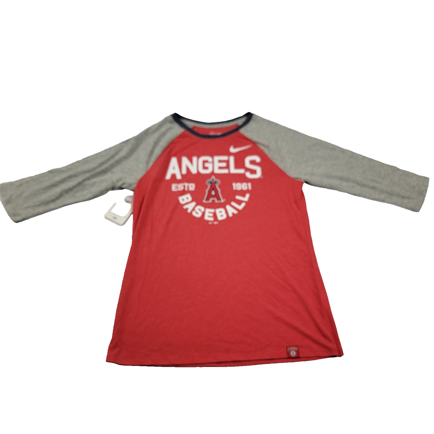 Los Angeles Angels Shirt Womens Medium Red Gray MLB Baseball Nike 3/4 Sleeve 9910