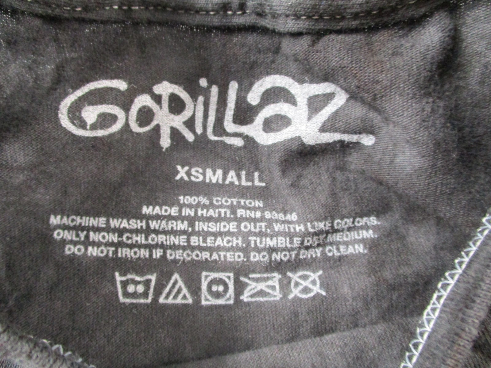 Gorillaz Band Graphic Acid Wash Tee Black All Characters Music XS Unisex 15342