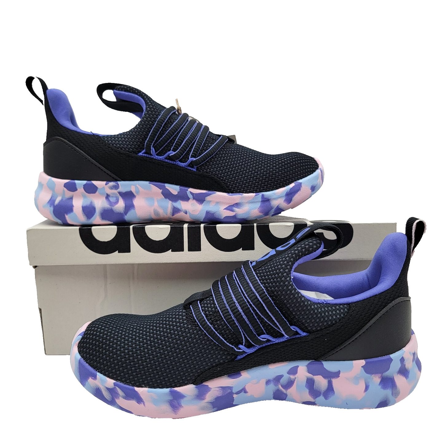 Adidas Kids Sz 3 Lite Racer Adapt 7 Running Slip On Tie Dye Blue Purple Sneaker1
