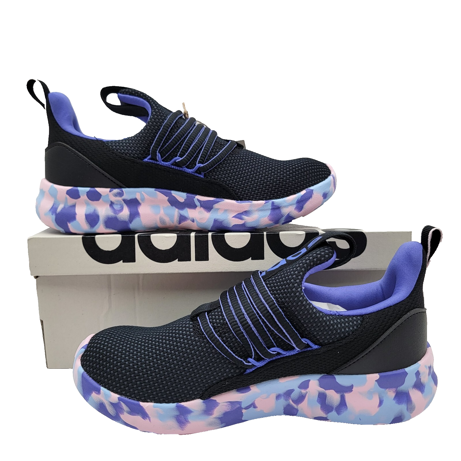 Adidas Kids Sz 3 Lite Racer Adapt 7 Running Slip On Tie Dye Blue Purple Sneaker1