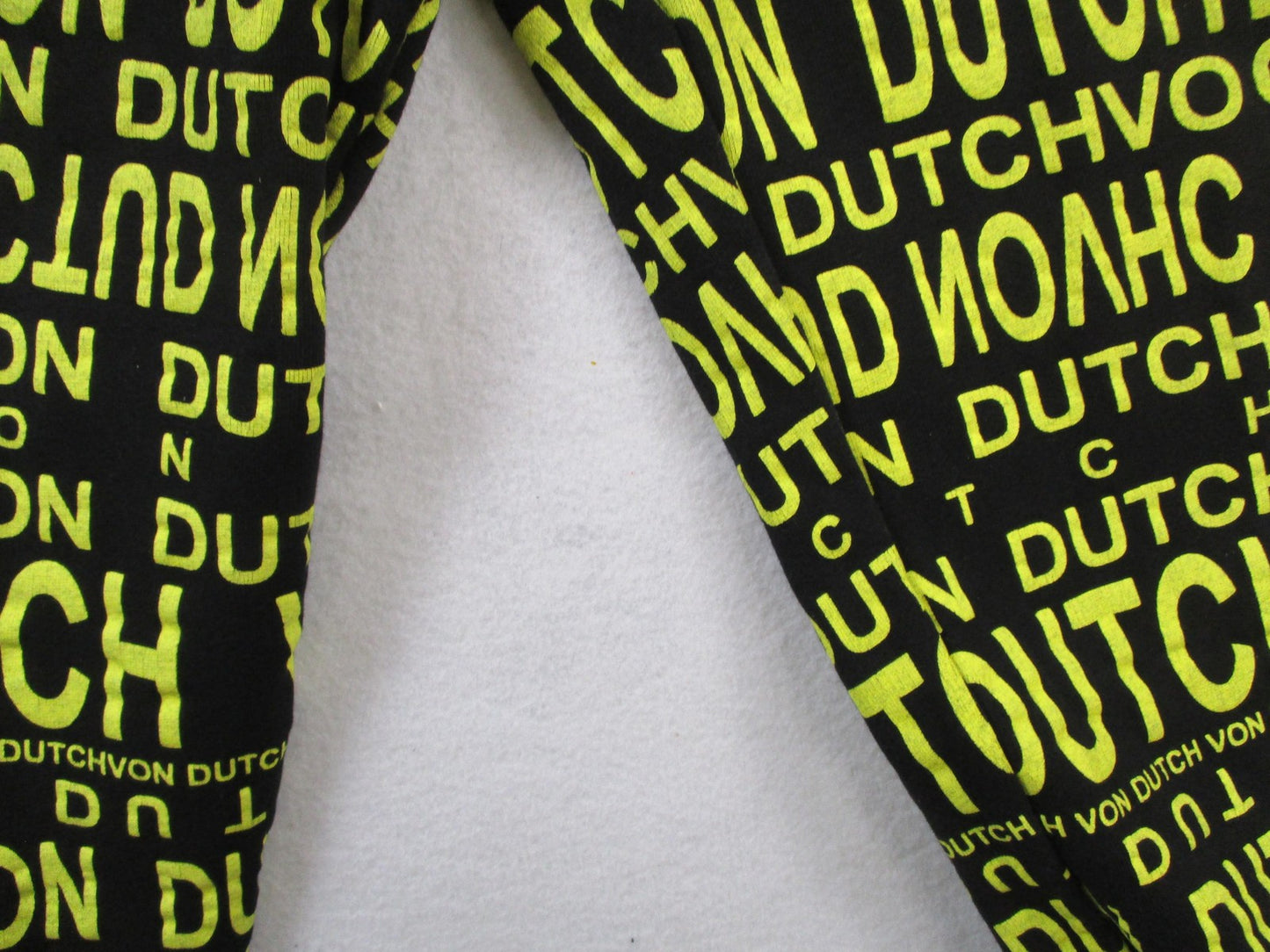 Von Dutch Pants Mens Large Black Neon All Over Logo Joggers Sweatpants 14285
