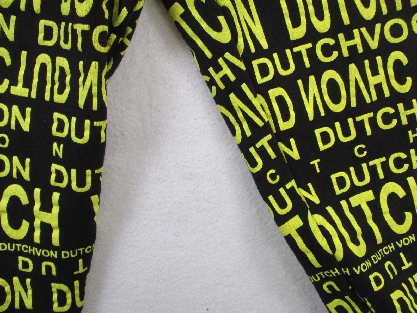 Von Dutch Pants Mens Large Black Neon All Over Logo Joggers Sweatpants 14285