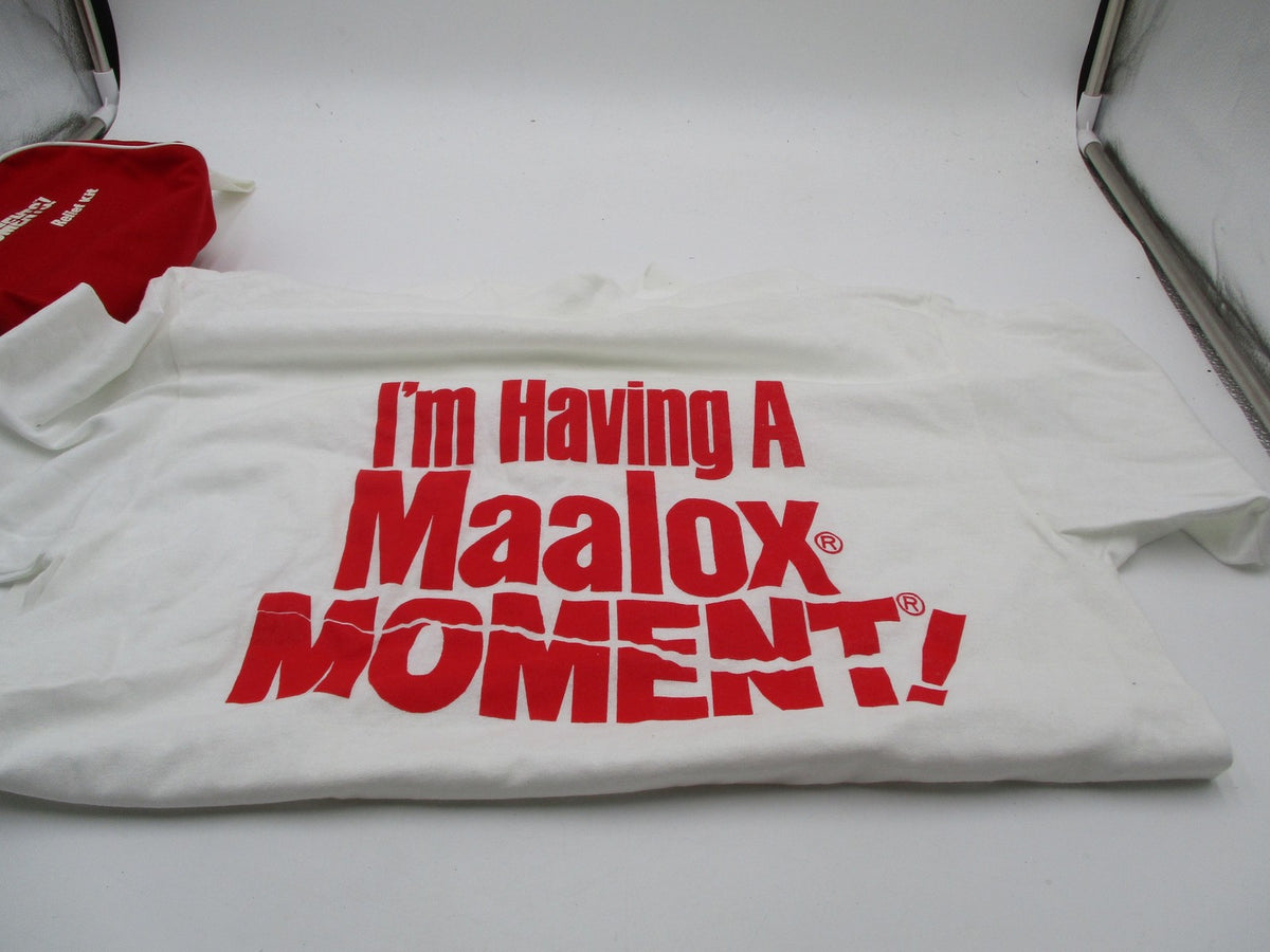 Vintage 1990s Maalox Moments Relief Kit Red Bag Tee Jays Shirt L Sample Roll4
