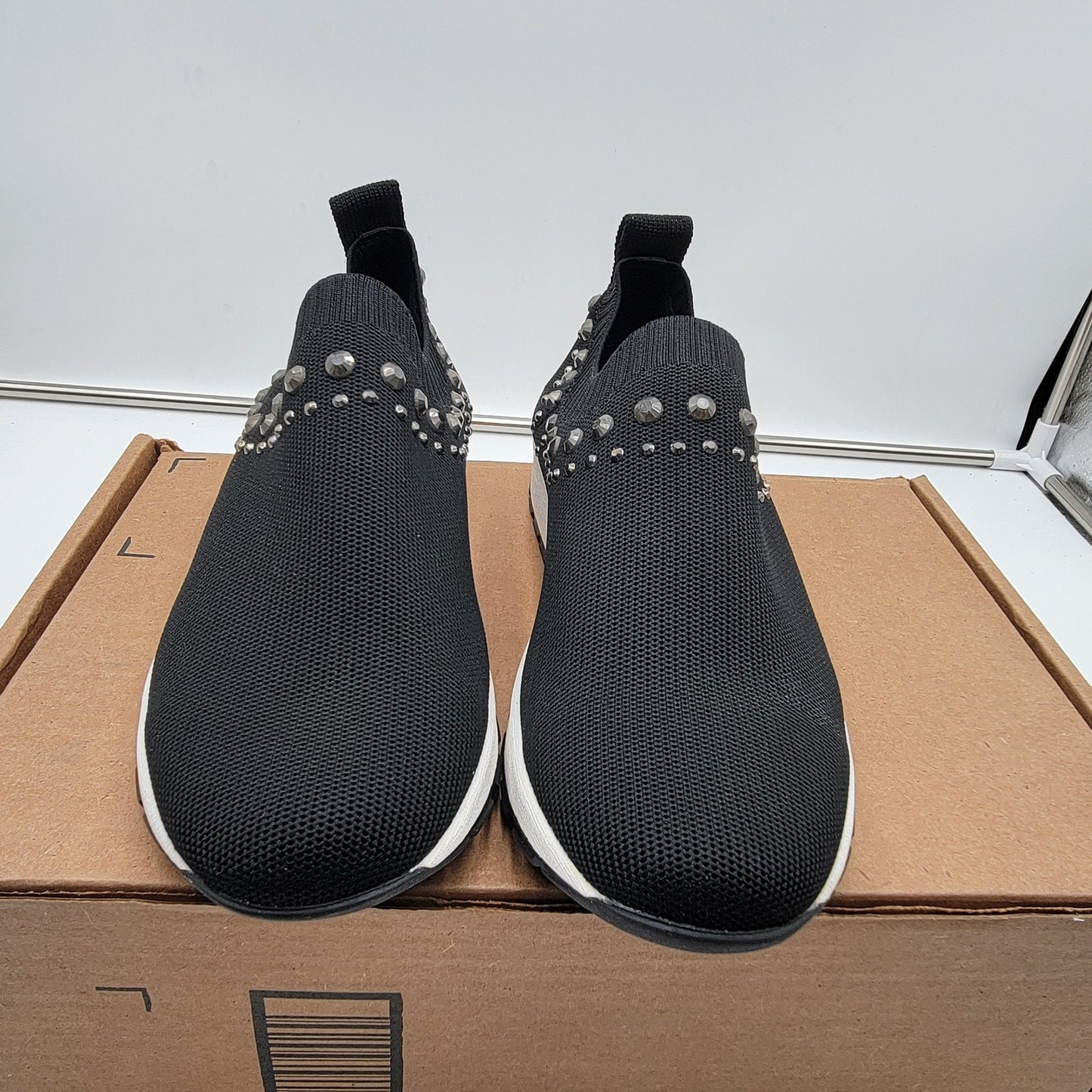 Bernie Mev Women's Cathryn Black Woven Slip On Sneakers