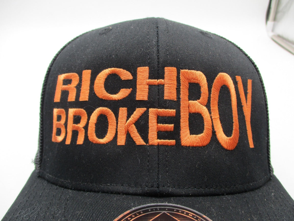 Crowns By Lids Hat Cap Snap Back Mens One Size Black Rich Broke Boy Trucker Mesh3