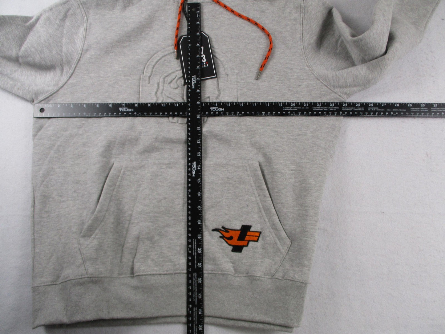 D73 USA Hot Wheels Hoodie Mens XL Gray Skull Graphic Pullover New
