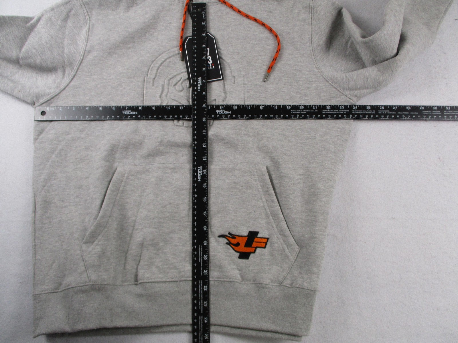 D73 USA Hot Wheels Hoodie Mens XL Gray Skull Graphic Pullover New