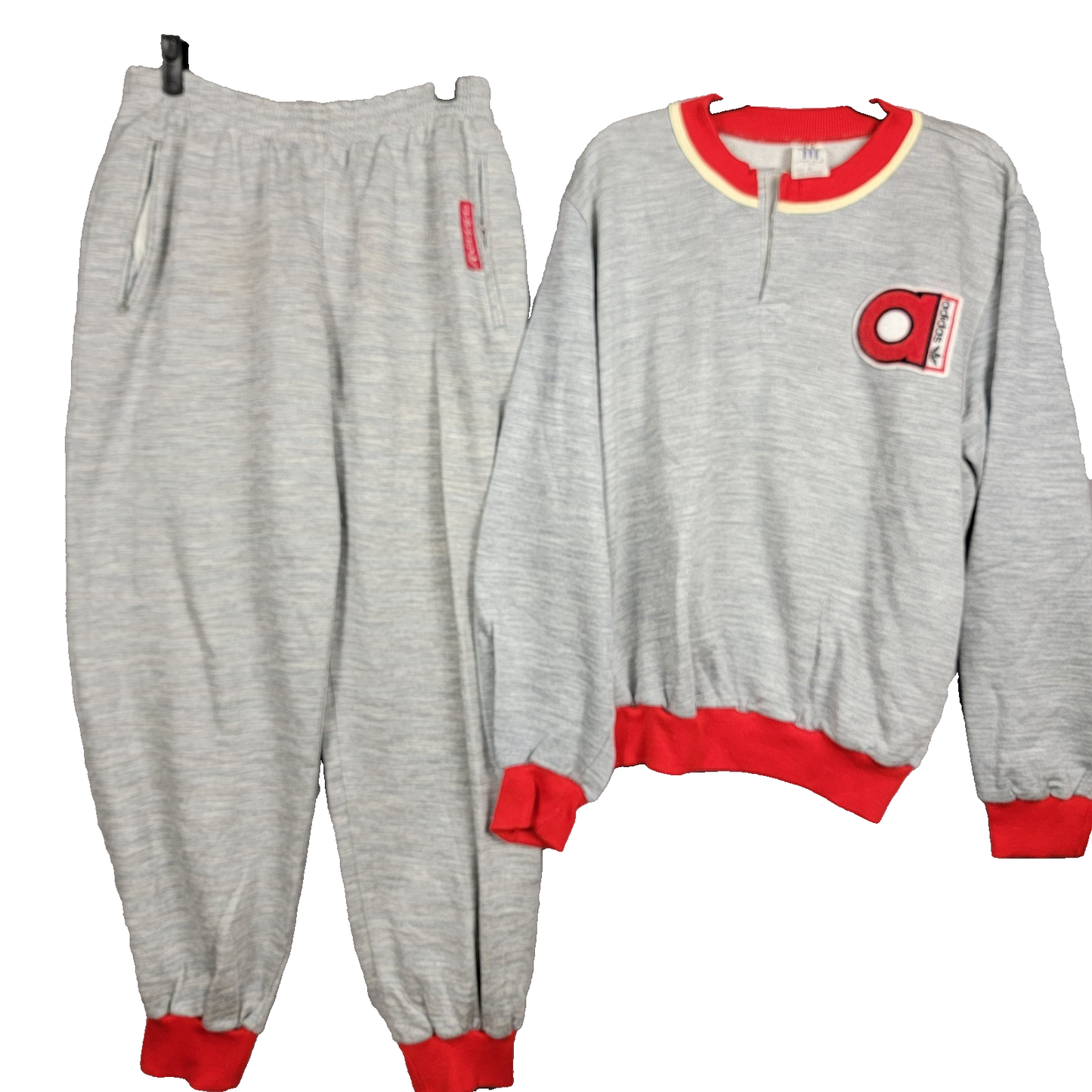 Vintage adidas Argentina Tracksuit Grey Red Logo Sweatshirt & Joggers Sz L