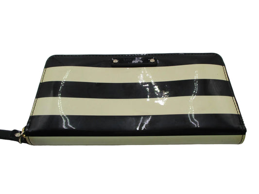 Kate Spade Wallet Women's One Size Black Striped Patent Zip Around Wristlet0