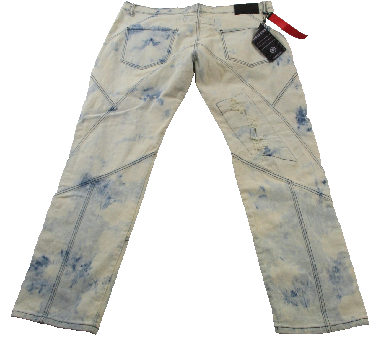 Reason Jeans Mens 44 Slim Acid Wash Mulberry Moto Skull Denim Embroidered 14221
