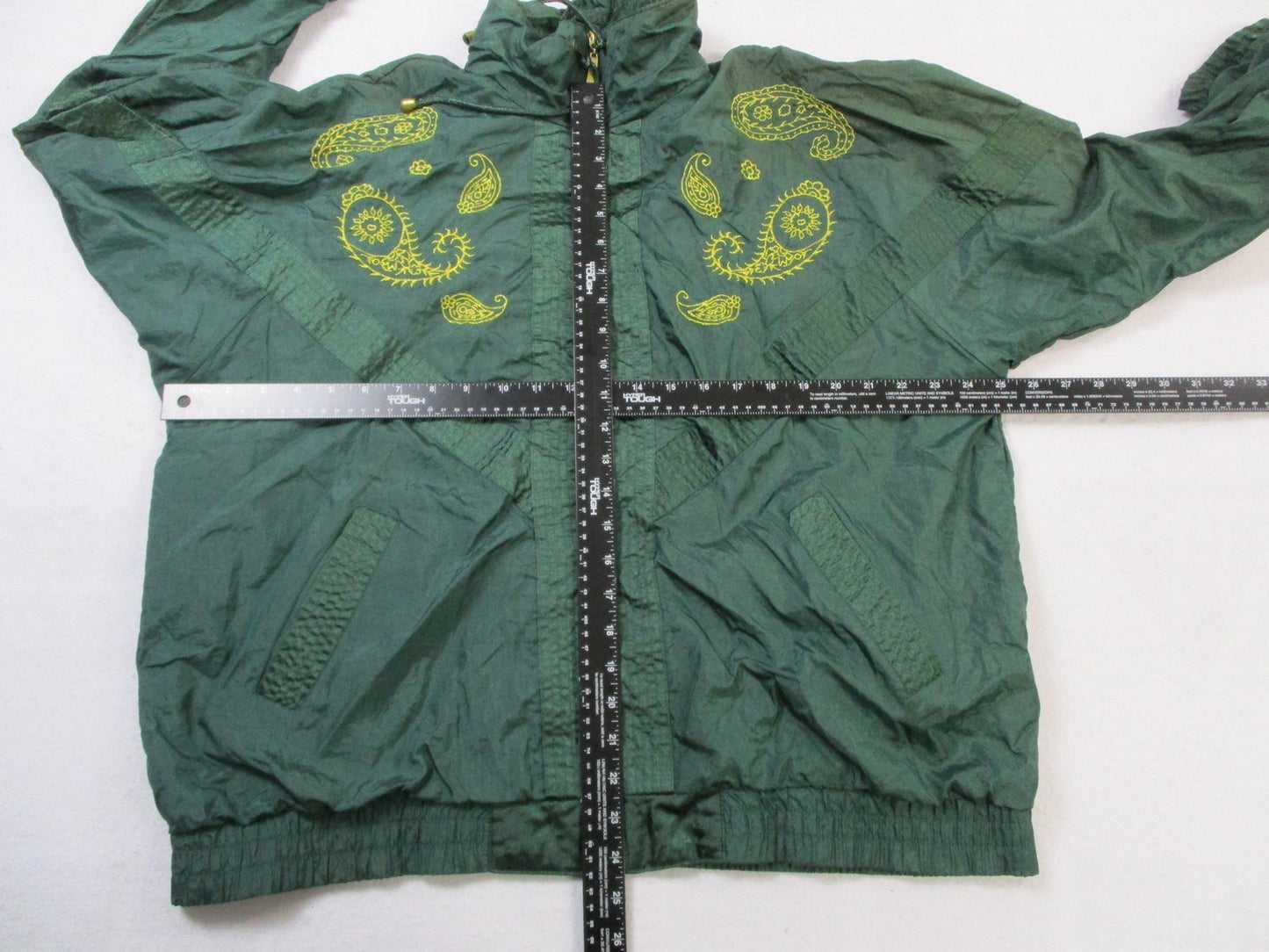 Vintage Adolfo Sport Tracksuit Womens L Green Paisley Nylon Warm Up Set 16509