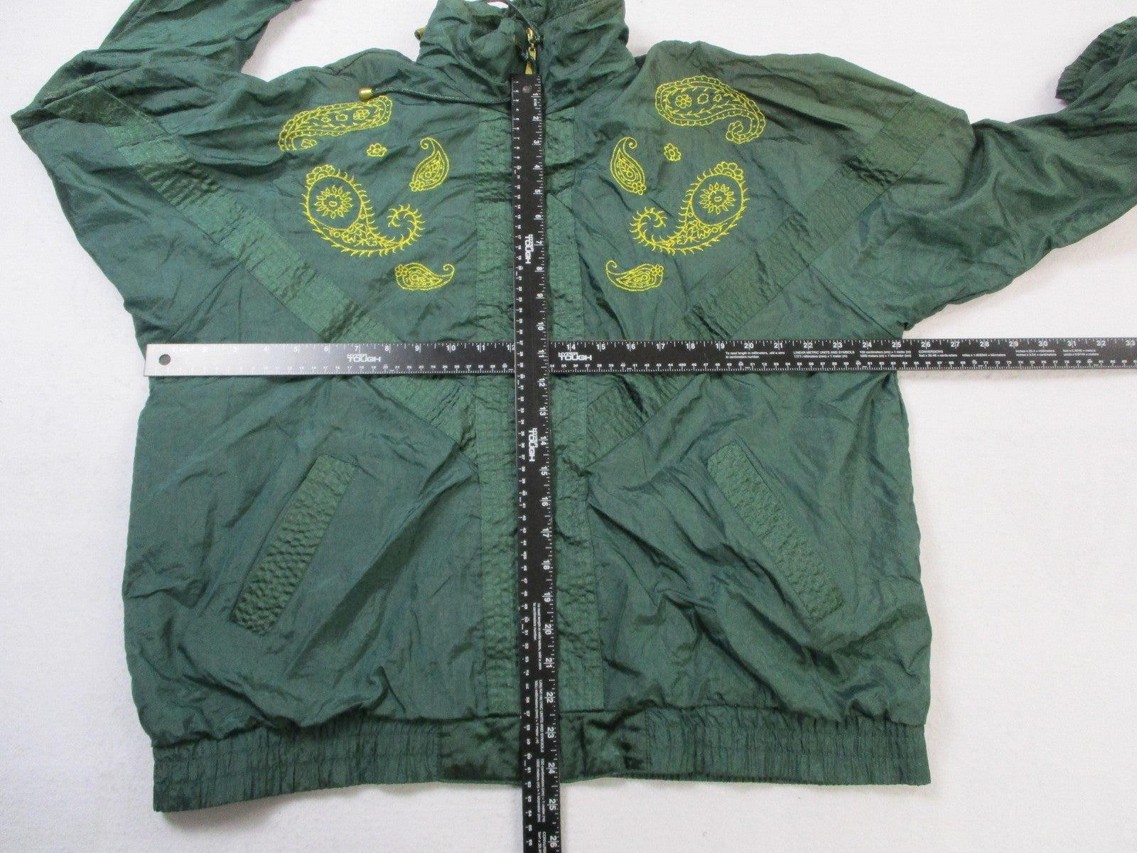 Vintage Adolfo Sport Tracksuit Womens L Green Paisley Nylon Warm Up Set 16509