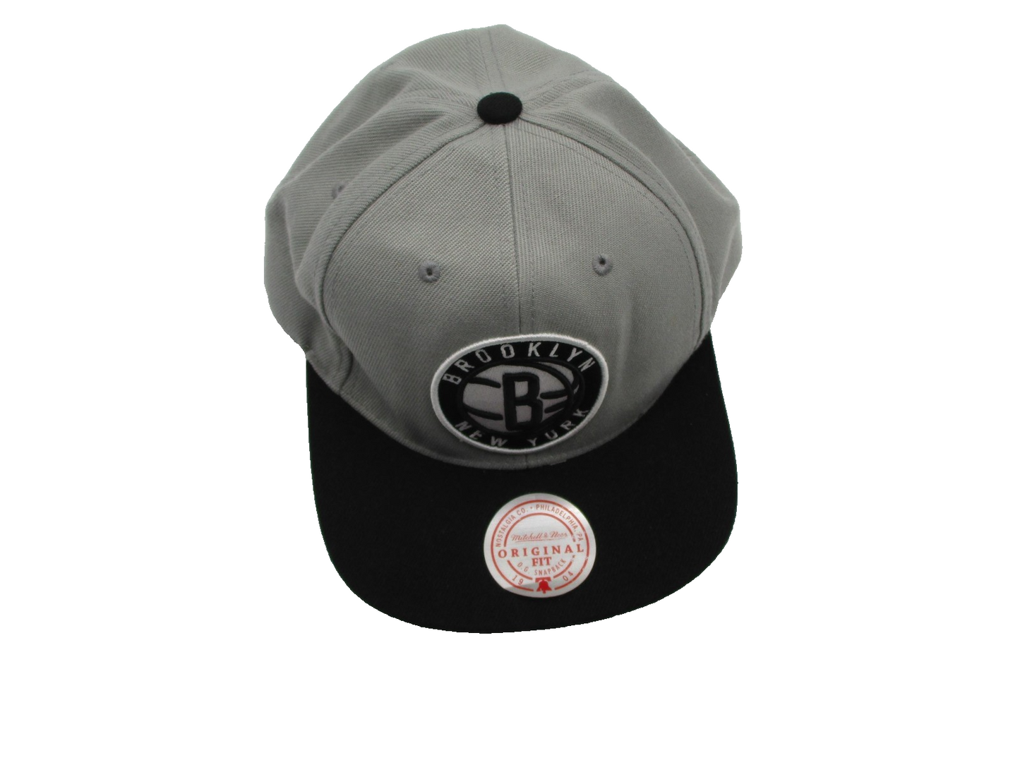 Brooklyn Nets Hat Cap Snap Back Mens One Size Grey Black NBA Basketball OSFA3