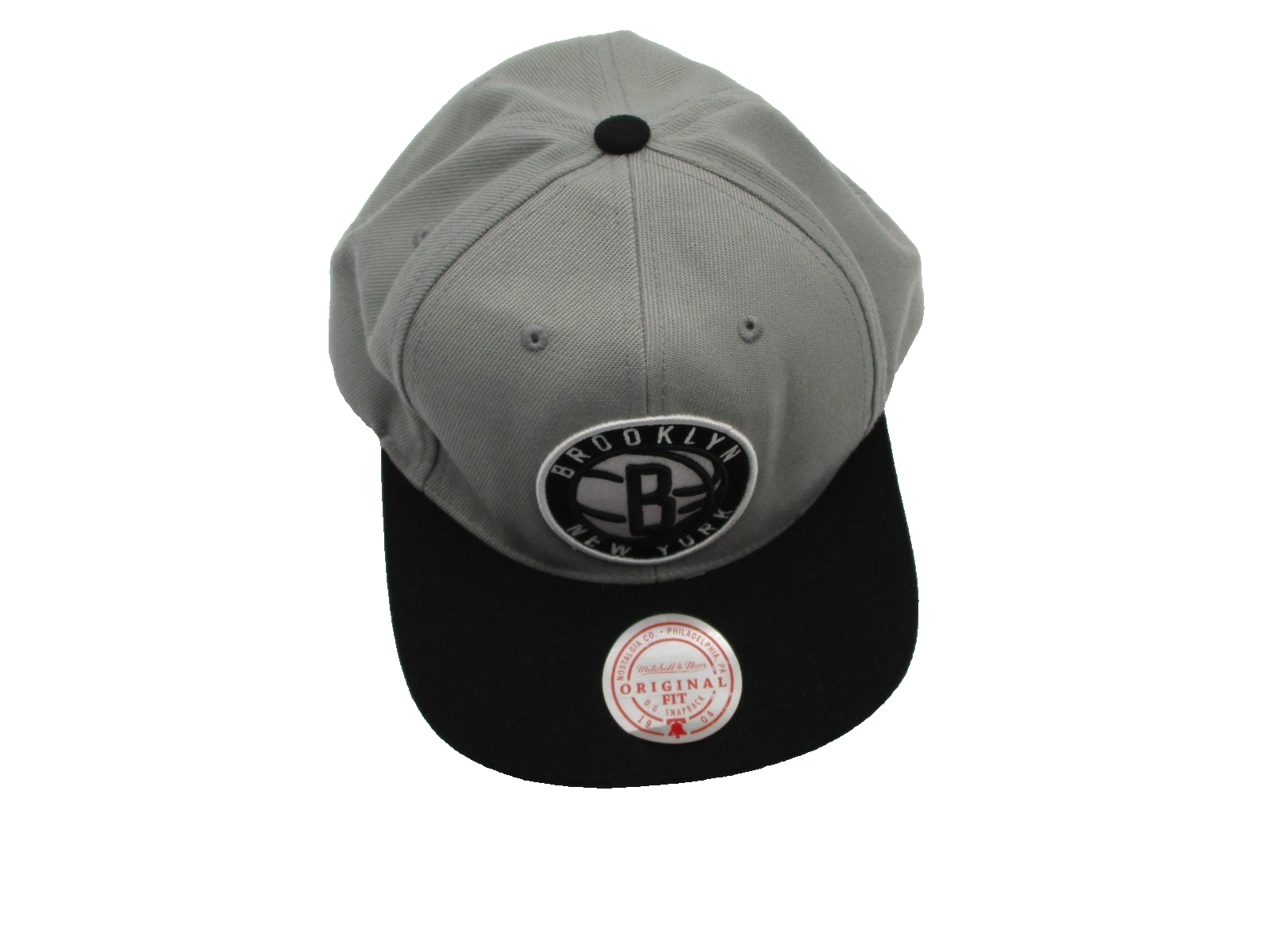 Brooklyn Nets Hat Cap Snap Back Mens One Size Grey Black NBA Basketball OSFA3