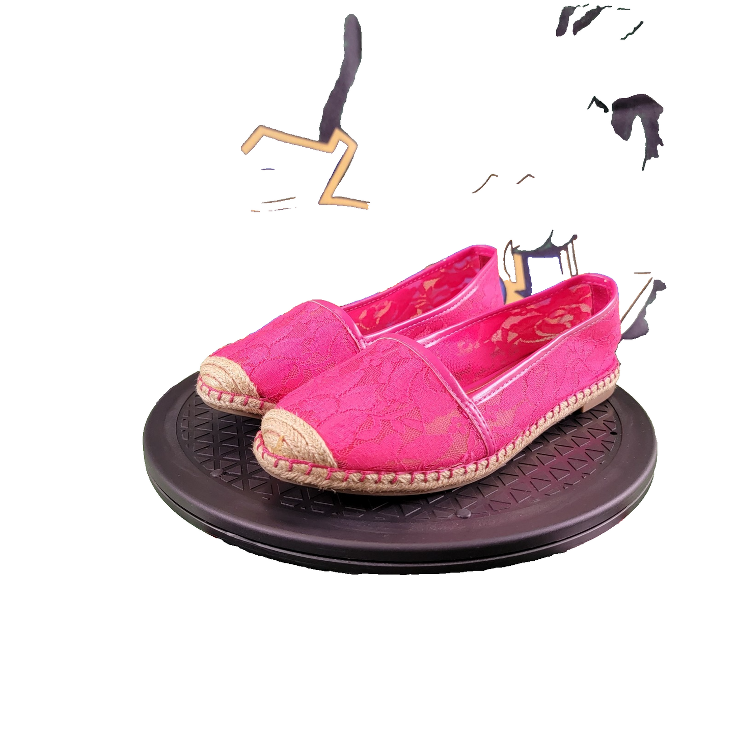 Jennifer Lopez Pink Lace Espadrille Flats Women’s Size 8 Preowned w/ Box2