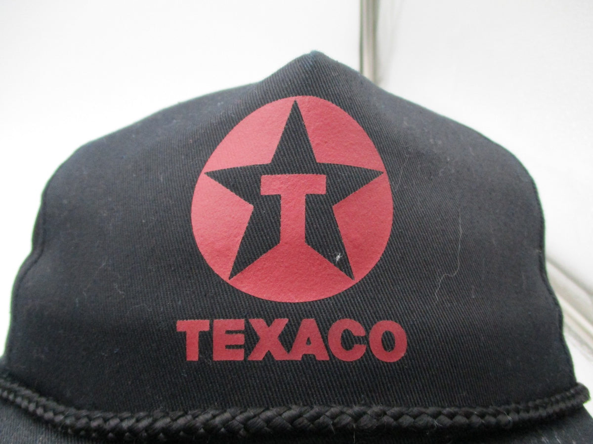 Texaco Black Cotton Adjustable Snapback Rope Baseball Hat Cap Gas Oil Logo OSFA1