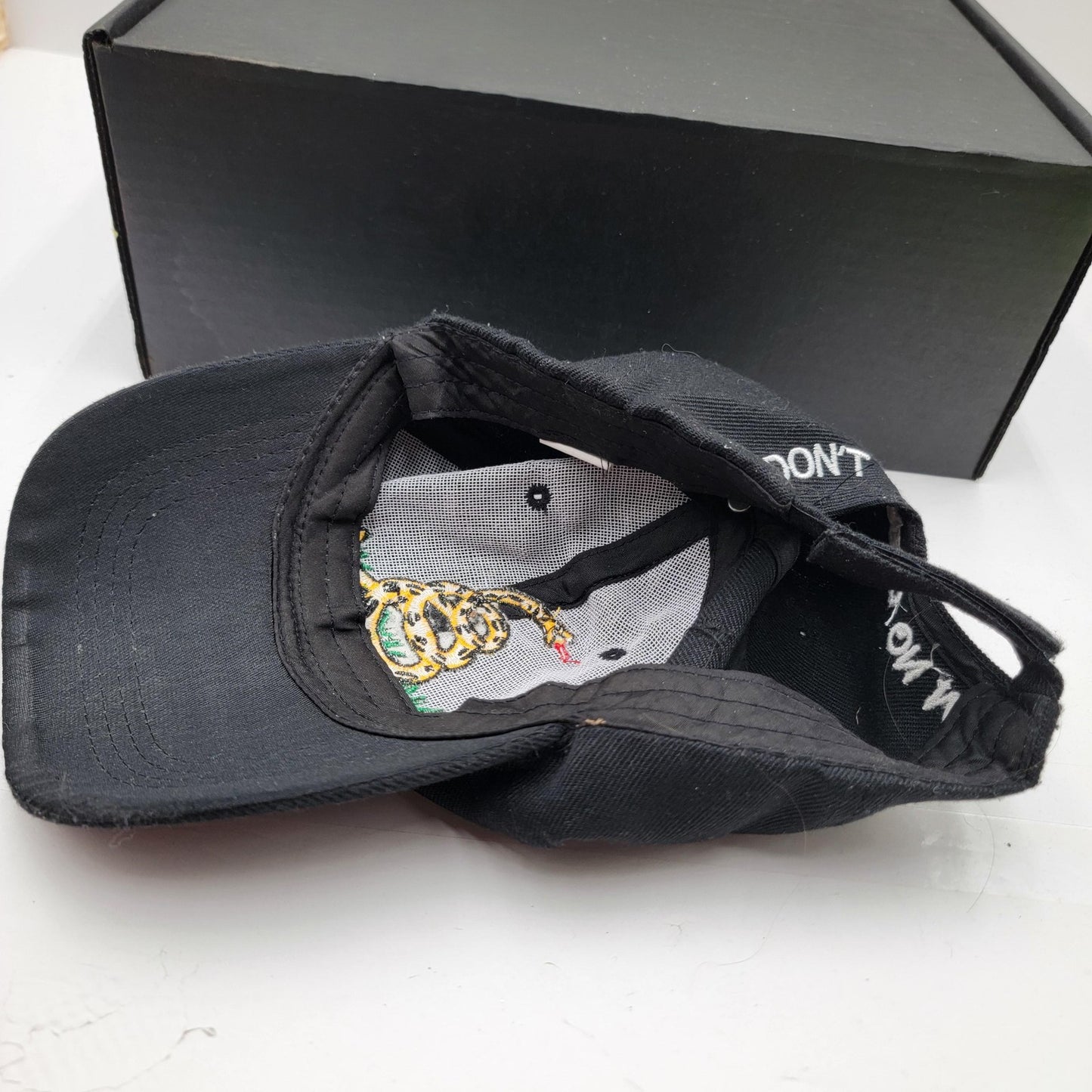 Dont Tread On Me Hat Cap Strap Back Black Embroidered Snake Slogan Mens One Size5