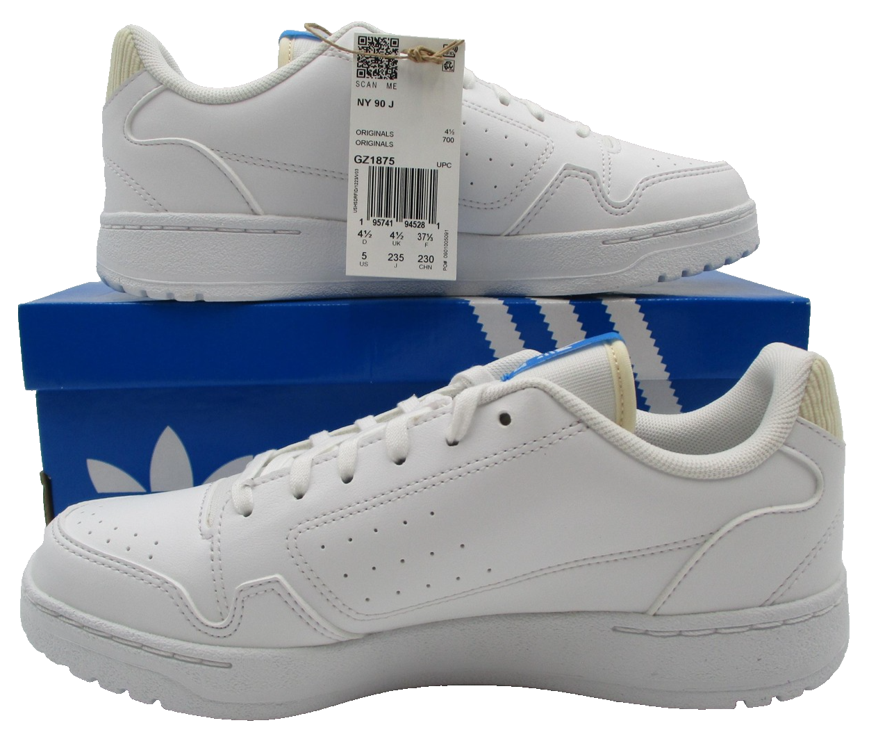 Adidas NY 90 J Shoes Girls Size 5 White Blue Originals Casual Sneakers GZ18751
